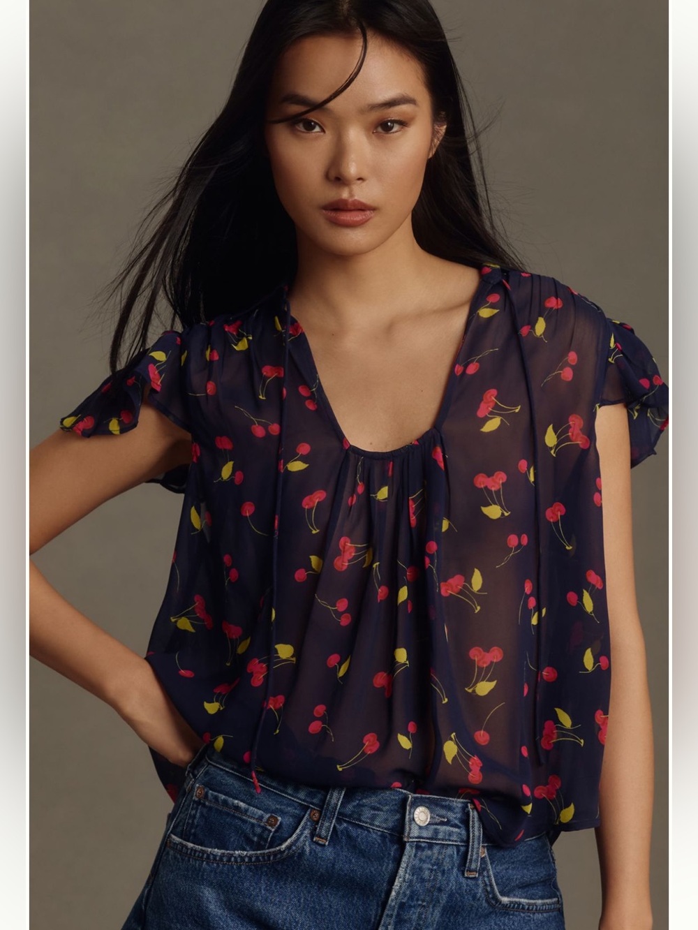 Anthropologie Maeve U Neck Popover Blouse